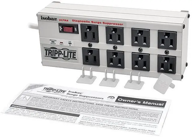 Alt view image 4 of 5 - FOR ISOBAR8ULTRA Isobar 8 Outlet Surge Protector Power Strip 12ft Cord RightAngle Plug Metal Lifetime Limited Warranty Dollar 50000 Insurance White