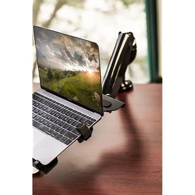 Alt view image 4 of 7 - Laptop Desk Arm | Swivel Laptop Stand with Gas Spring Arm | Height Adjustable Laptop Arm Mount for MacBook, Dell, HP & 11-17 Inch Laptops