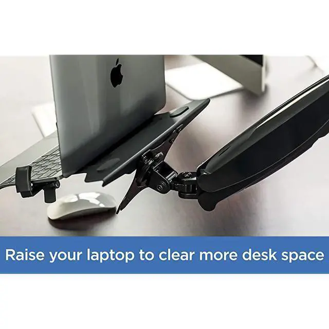 Alt view image 5 of 7 - Laptop Desk Arm | Swivel Laptop Stand with Gas Spring Arm | Height Adjustable Laptop Arm Mount for MacBook, Dell, HP & 11-17 Inch Laptops
