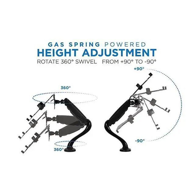 Alt view image 7 of 7 - Laptop Desk Arm | Swivel Laptop Stand with Gas Spring Arm | Height Adjustable Laptop Arm Mount for MacBook, Dell, HP & 11-17 Inch Laptops