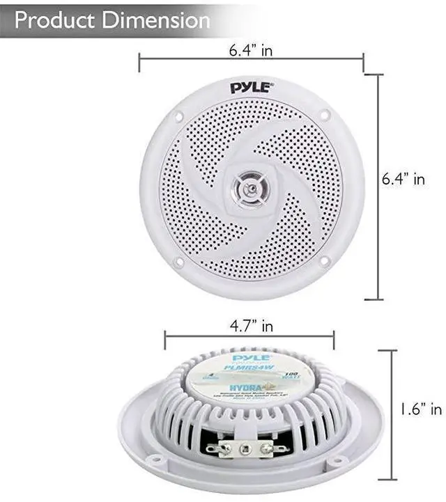 Alt view image 3 of 7 - for  Marine Speakers 4 Inch 2 Way Waterproof and Weather Resistant Outdoor Audio Stereo Sound System with 100 Watt Power and Low Profile Slim Style Design 1 Pair PLMRS4W White
