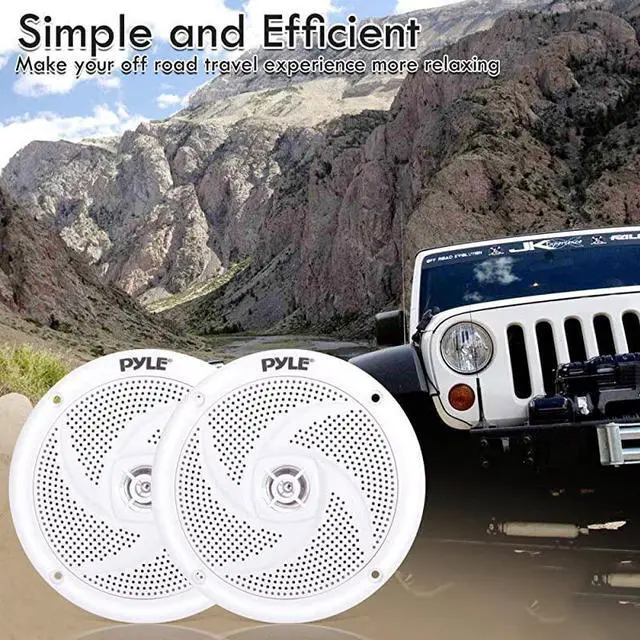 Alt view image 7 of 7 - for  Marine Speakers 4 Inch 2 Way Waterproof and Weather Resistant Outdoor Audio Stereo Sound System with 100 Watt Power and Low Profile Slim Style Design 1 Pair PLMRS4W White
