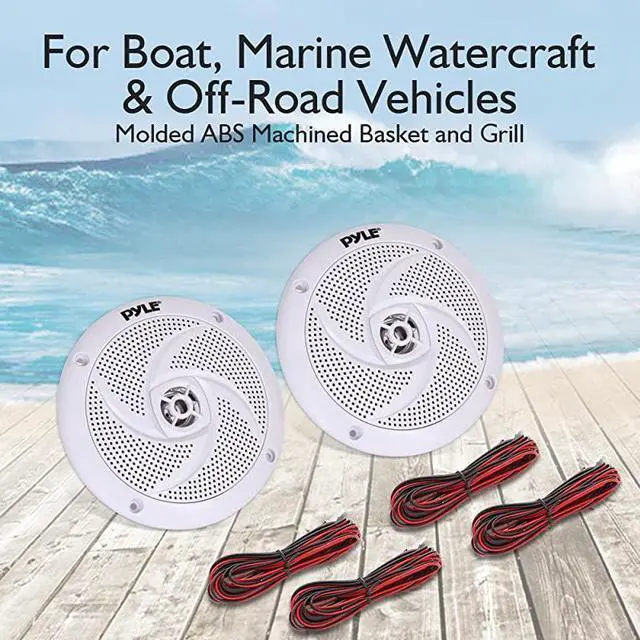 Alt view image 2 of 7 - for  Marine Speakers 4 Inch 2 Way Waterproof and Weather Resistant Outdoor Audio Stereo Sound System with 100 Watt Power and Low Profile Slim Style Design 1 Pair PLMRS4W White