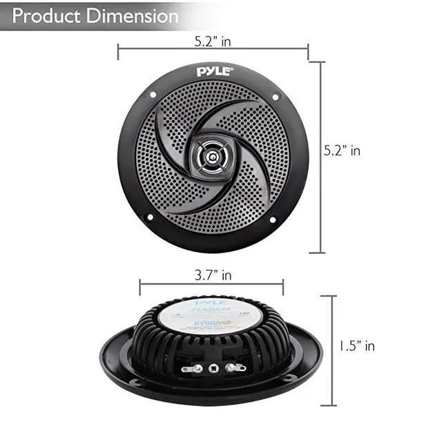 Alt view image 3 of 6 - Marine Speakers - 4 Inch 2 Way Waterproof and Weather Resistant Outdoor Audio Stereo Sound System with 100 Watt Power and Low Profile Slim Style Design - 1 Pair - PLMRS4B (Black)