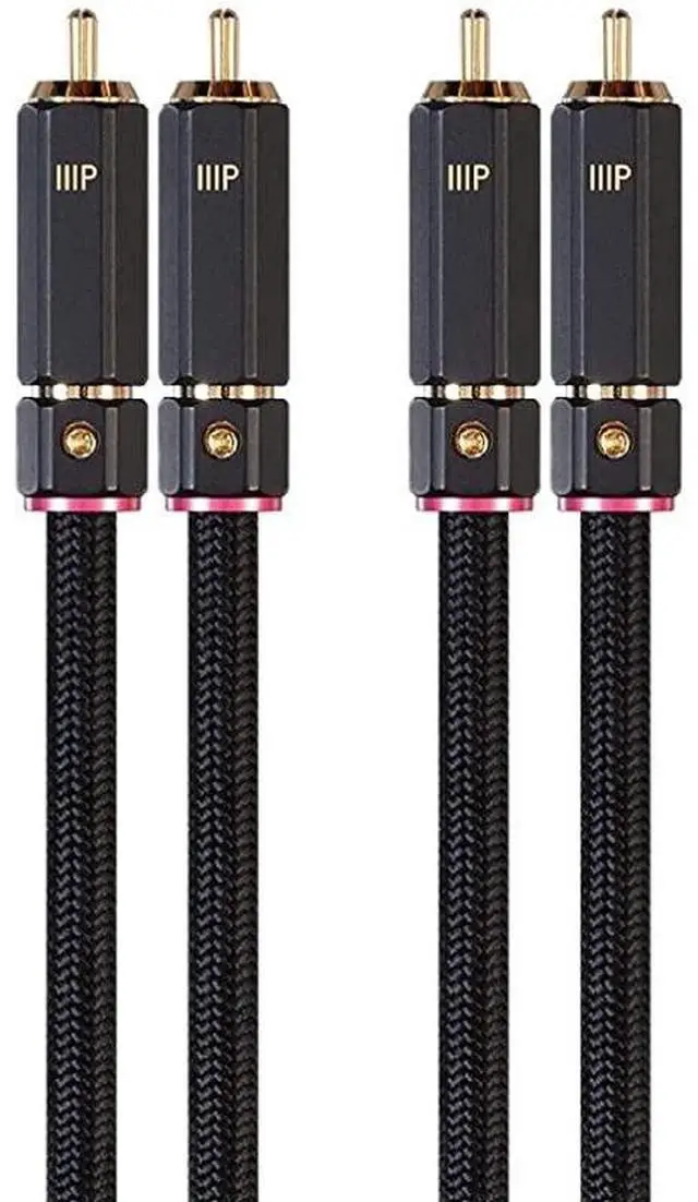 Main image of Male RCA Two Channel Stereo Audio Cable 15 Feet Black Gold Plated Connectors Double Shielded with Copper Braiding Onix Series