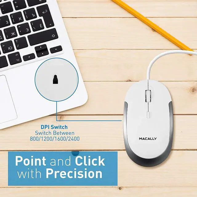 Alt view image 6 of 7 - FOR-Macally USB Wired Keyboard and Mouse Combo for Mac and PC - Save Space and Enhance Workflow - Aluminum Compact Keyboard with 78 Slim Keys and Quiet Click Mouse - Sleek USB Keyboard and Mouse Wired