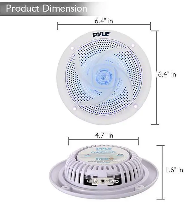 Alt view image 3 of 7 - for  Marine Speakers - 5.25 Inch 2 Way Waterproof and Weather Resistant Outdoor Audio Stereo Sound System with LED Lights, 180 Watt Power and Low Profile Slim Style - 1 Pair - PLMRS53WL