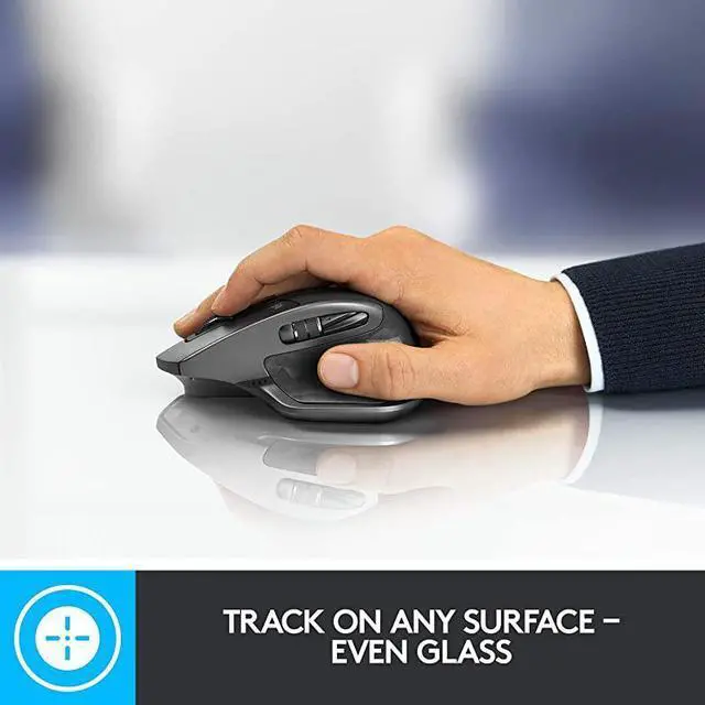 Alt view image 3 of 7 - MX Master 2S Wireless Mouse Use on Any Surface Hyperfast Scrolling Ergonomic Shape Rechargeable Control up to 3 Apple Mac and Windows Computers Bluetooth or USB Graphite