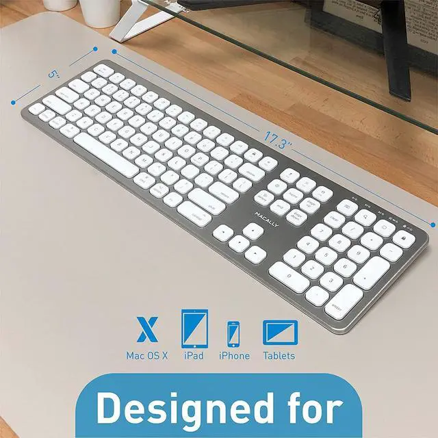 Alt view image 2 of 7 - Macally Bluetooth Wireless Keyboard for Mac iMac Apple Mac Pro - Compatible Apple Keyboard Wireless for Mac Mini MacBook Pro/Air Laptop - Rechargeable Full-Size Mac Wireless Keyboard - BTWKEYMB