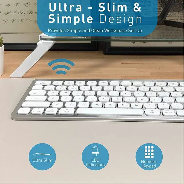 Alt view image 4 of 7 - Macally Bluetooth Wireless Keyboard for Mac iMac Apple Mac Pro - Compatible Apple Keyboard Wireless for Mac Mini MacBook Pro/Air Laptop - Rechargeable Full-Size Mac Wireless Keyboard - BTWKEYMB