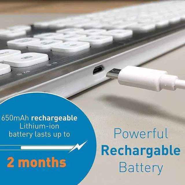 Alt view image 5 of 7 - Macally Bluetooth Wireless Keyboard for Mac iMac Apple Mac Pro - Compatible Apple Keyboard Wireless for Mac Mini MacBook Pro/Air Laptop - Rechargeable Full-Size Mac Wireless Keyboard - BTWKEYMB