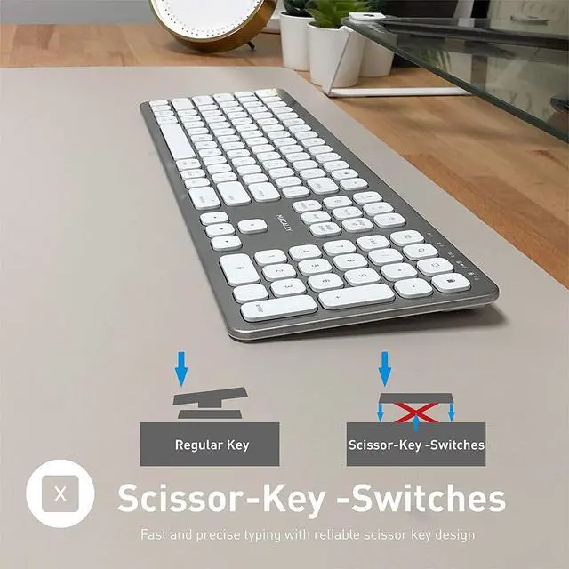 Alt view image 7 of 7 - Macally Bluetooth Wireless Keyboard for Mac iMac Apple Mac Pro - Compatible Apple Keyboard Wireless for Mac Mini MacBook Pro/Air Laptop - Rechargeable Full-Size Mac Wireless Keyboard - BTWKEYMB