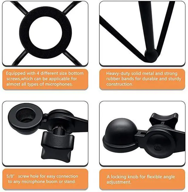 Alt view image 2 of 7 - Microphone Shock Mount Mic Holder Anti Vibration Spider Shockmount Compatible with Many Condenser Mics Like AT2020 MXL 770 MXL 990 Samson G Track Pro Rode Procaster NT1A Neumann U87 etc