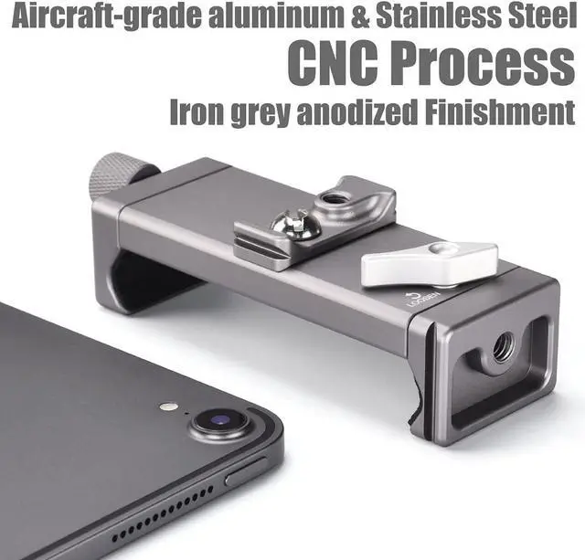Alt view image 3 of 7 - Metal iPad Holder for Tripod Mount 1/4 Screw Acra/RRS Rail Plate Mounts Fits iPad 1 2 3 4 5 Mini Air Pro Universal Tablet iPad Clamp Holder Stablizer Adapter