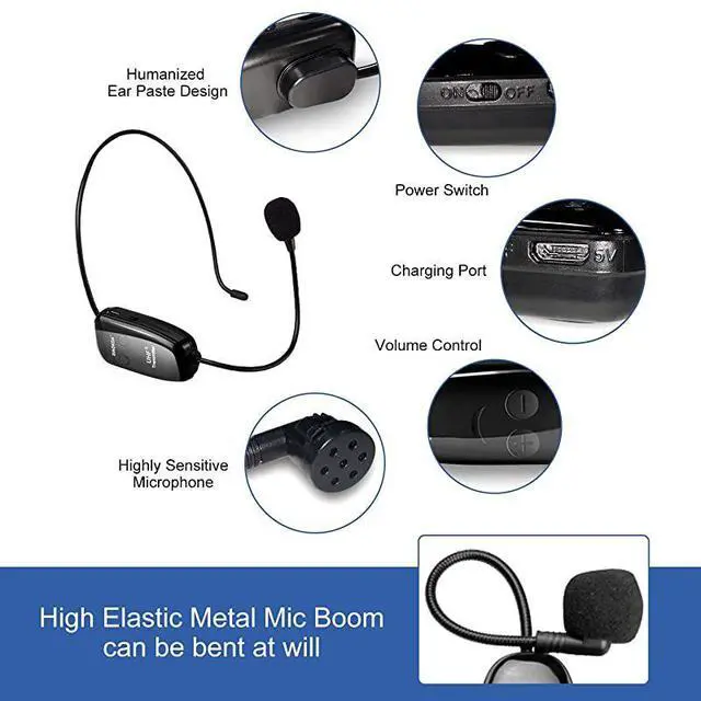 Alt view image 3 of 7 - for Microphone Headset UHF Mic Headset and Handheld 2 in 1 160 ft Range for Voice Amplifier Stage Speakers Teacher Tour Guides Fitness InstructorDo Not Support PhoneMacLaptop