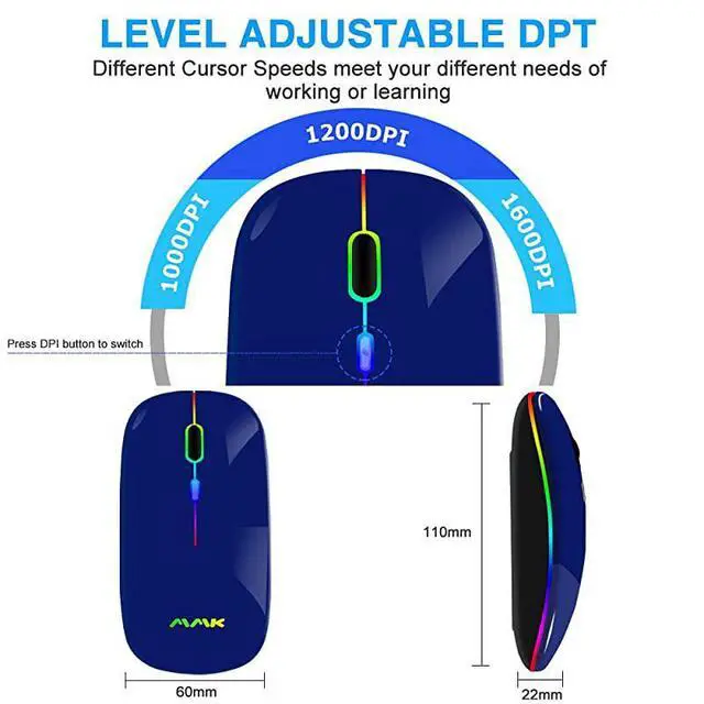 Alt view image 4 of 7 - Mouse DualMode Slim Rechargeable Wireless Mouse50+24G Receiver1600DPI Portable Mouse for MacBookLaptops Windows 8Windows10Mac OS X 1010iPad OS 13 or Later