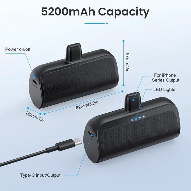 Alt view image 7 of 7 - Mini Portable Charger Power Bank for iPhone 5200mAh Portable Phone Charger Ultra-Compact PD Fast Charging Battery Pack Compatible with iPhone 14/14 Plus/Pro Max/13/12/12 Mini/11/XS/XR/X/8/7/6/6s