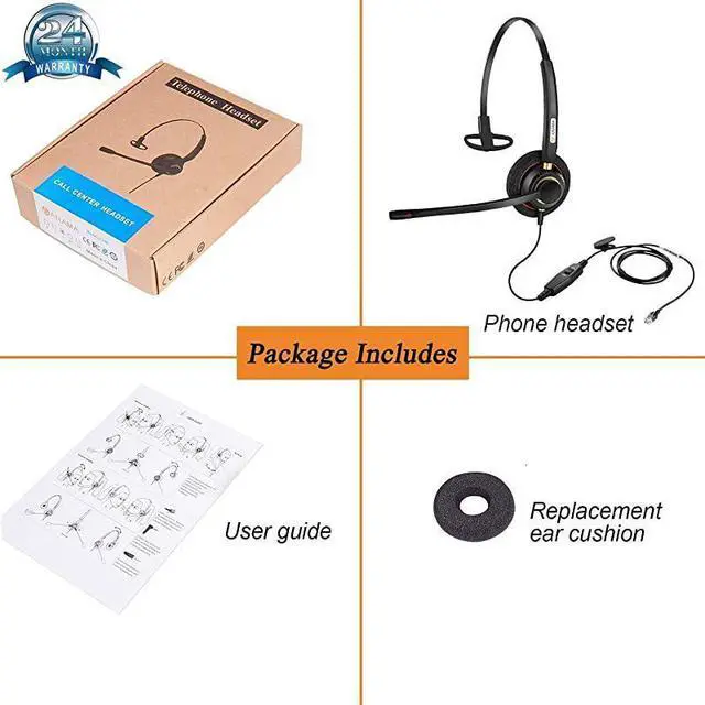 Alt view image 7 of 7 - Phone Headsets RJ9 with Noise Cancelling Mic Compatible with Polycom VVX311 VVX410 VVX411 VVX500 Mitel 5320e Avaya 1408 1416 5410 ShoreTel 230 420 480 NEC Landline Phones A800S
