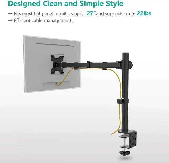 Alt view image 3 of 7 - for Monitor Arm Mount for Desk Single VESA Computer Desk Mount Monitor Bracket Mount Stand Single up to 27 inch 22 lbs (M001) Black