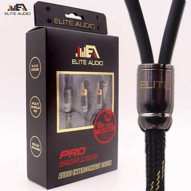 Alt view image 3 of 3 - PRO 100% OFC Copper 2 Channel 17 ft RCA Audio Interconnect Stereo Cable with Triple-Shielded Armor Quad Clamp Brass Copper Connectors & Copper Lead Drain Wire for Best Noise Cancellation