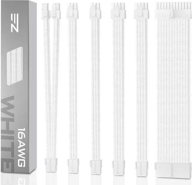 Main image of PSU Cable Extension kit Sleeved Cable Custom Power Supply Sleeved Extension 16 AWG 24-PIN 8-PIN 6-PIN 4+4-PIN with Combs- Blue