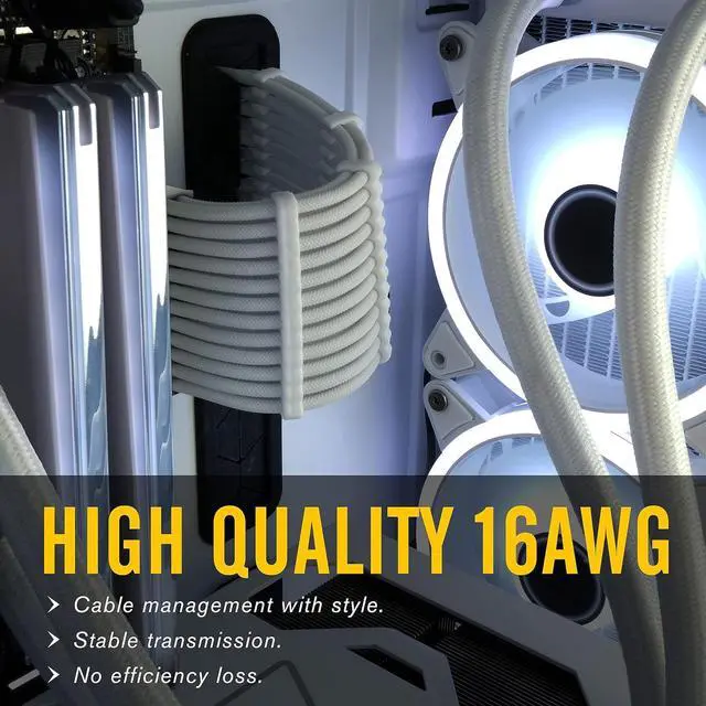 Alt view image 2 of 7 - PSU Cable Extension kit Sleeved Cable Custom Power Supply Sleeved Extension 16 AWG 24-PIN 8-PIN 6-PIN 4+4-PIN with Combs- Blue