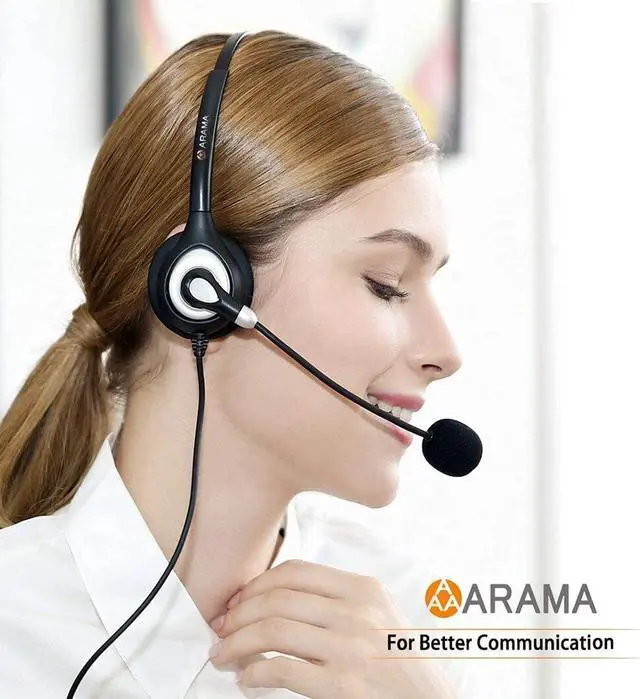 Alt view image 5 of 6 - Phone Headset 2.5Mm With Noise Canceling Mic & Mute Switch Ultra Comfort Telephone Headset For Panasonic At&T Vtech Uniden Grandstream Polycom Cordless Phones