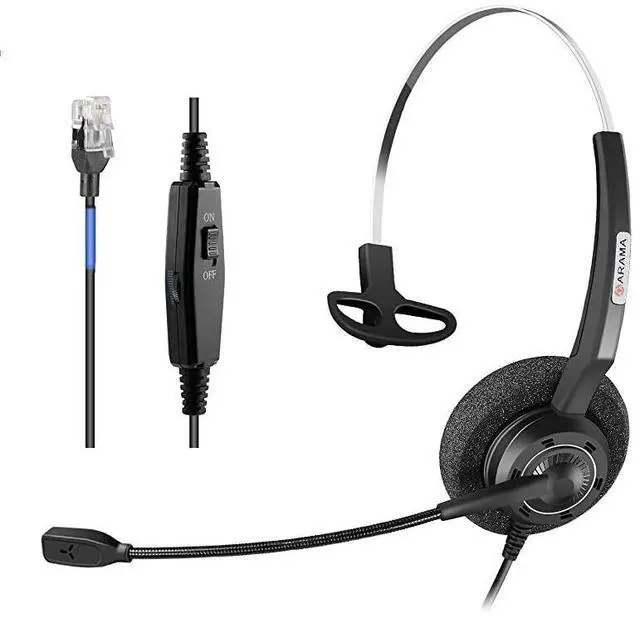 Main image of Phones Headset RJ9 with Pro Noise Canceling Mic and Mute Switch Wired Office Headset Compatible with Polycom Mitel Plantronic Avaya Landline Phones