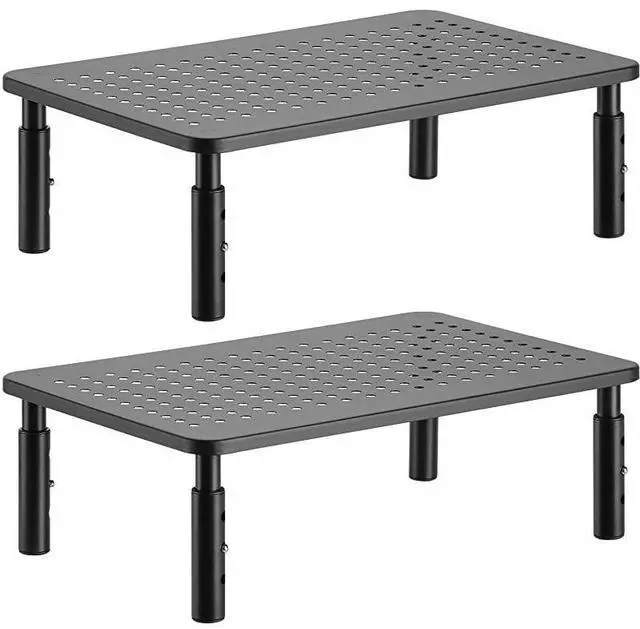 Main image of Monitor Stand Riser for Computer, Laptop, Printer, Notebook and All Flat Screen Display with Vented Metal Platform and 3 Height Adjustable Underneath Storage (STT003-2), 2 Packs, Black
