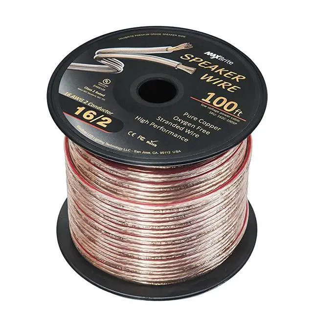 Alt view image 2 of 4 - FOR-Performance 16 Gauge Speaker Wire Oxygen Free Pure Copper UL Listed Class 2 100 Feet Spool