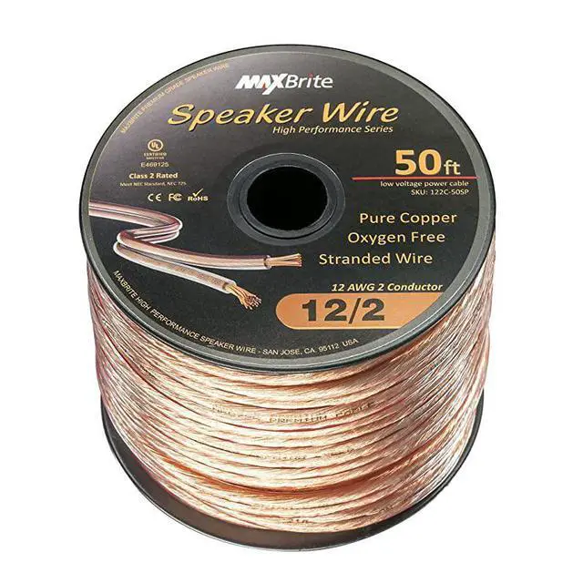 Alt view image 2 of 3 - FOR-Performance 12 Gauge Speaker Wire Oxygen Free Pure Copper UL Listed Class 2 50 Feet Spool