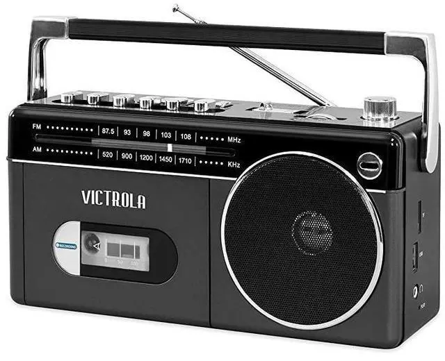 Main image of FOR-Mini Bluetooth Boombox with Cassette Player Recorder and AmFM Radio Grey