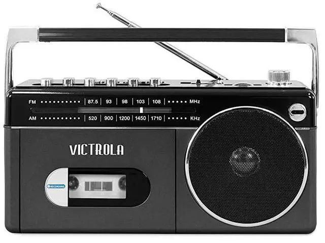 Alt view image 2 of 4 - FOR-Mini Bluetooth Boombox with Cassette Player Recorder and AmFM Radio Grey