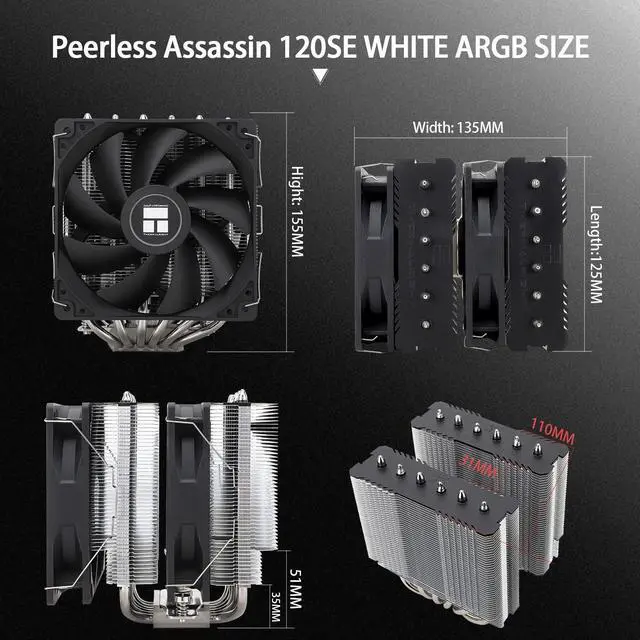 Alt view image 5 of 7 - FOR-Peerless Assassin 120 SE CPU Air Cooler Dual Tower 6 Heat Pipe Dual 120mm TL-C12C PWM CPU Fan for AMD AM4/AM5/Intel LGA 1700/1150/1151/1200 AGHP Technology Aluminium Heatsink Cover