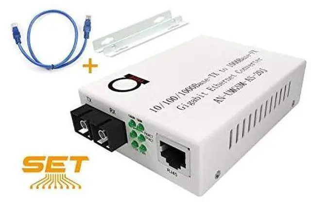 Main image of Mode Gigabit Fiber Media Converter BuiltIn Fiber Module 20 km 1242 miles SC to UTP Cat5e Cat6 101001000 RJ45 Auto Sensing Gigabit or Fast Ethernet Speed Jumbo Frame LLF Support