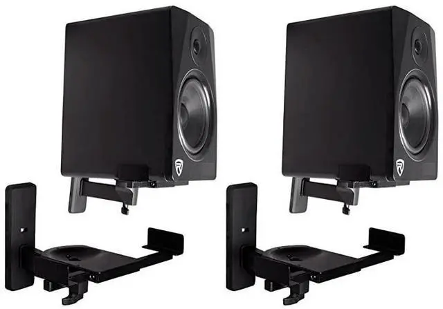 Alt view image 3 of 7 - FOR-Pair RHSB8 Wall Mount Swivel Home Theater Bookshelf Speaker Brackets,Black