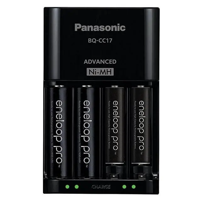 Alt view image 5 of 7 - FOR-Panasonic K-KJ17K3A4BA Advanced Battery Charger Pack with 4 AAA  Pro High Capacity Ni-MH Rechargeable Batteries