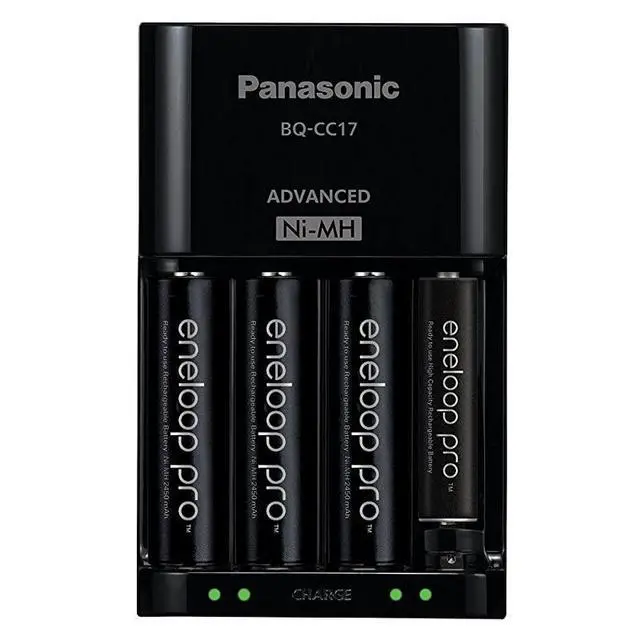Alt view image 6 of 7 - FOR-Panasonic K-KJ17K3A4BA Advanced Battery Charger Pack with 4 AAA  Pro High Capacity Ni-MH Rechargeable Batteries