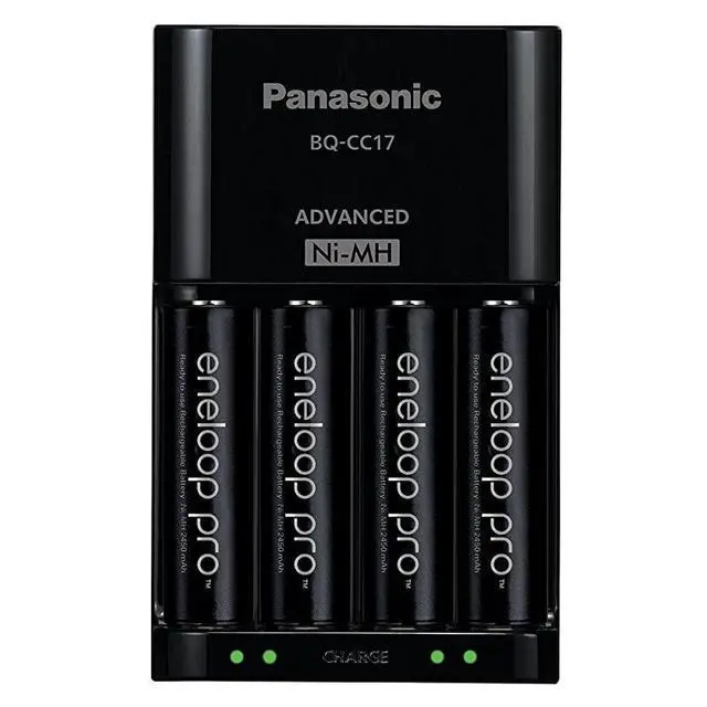 Alt view image 7 of 7 - FOR-Panasonic K-KJ17K3A4BA Advanced Battery Charger Pack with 4 AAA  Pro High Capacity Ni-MH Rechargeable Batteries