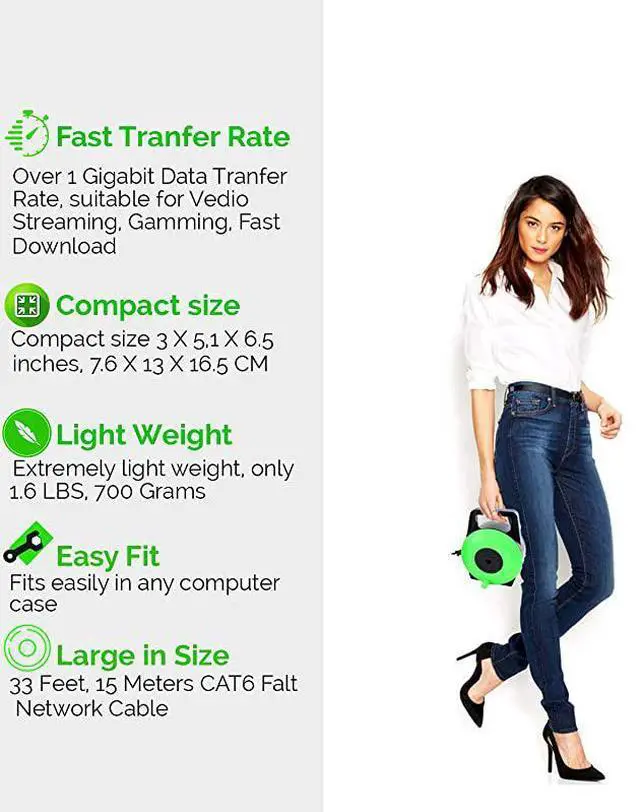 Alt view image 6 of 7 - Network Cable Extender 33 Feet 10 Meter CAT 6 Ethernet Cable Flat Portable 1 Gbps Data Speed Swiftly Setup Temp Networks Cascadable MaleFemale RJ45 Connector UTP Cable Reel