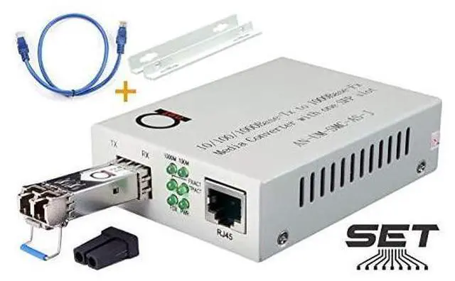 Main image of FOR-Mode LC Gigabit Fiber Media Converter - Includes LC SFP 20 km (12.42 Miles) LC  to UTP Cat5e Cat6 10/100/1000 RJ-45  Auto Sensing Gigabit or Fast Ethernet Speed - Jumbo Frame - LLF Support