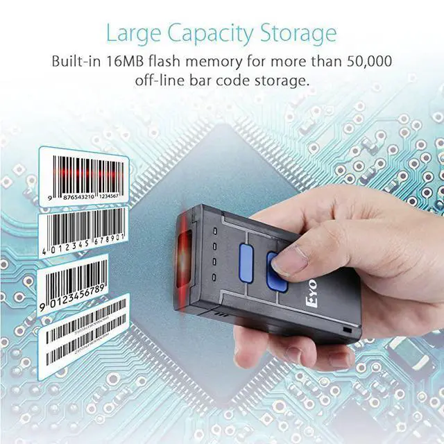 Alt view image 3 of 7 - Mini 1D Wireless Barcode ScannerCompatible with Bluetooth Function 24GHz Wireless Wired Connection Portable Barcode Reader Work With Windows MacAndroid iOS Phones Tablets or Computers