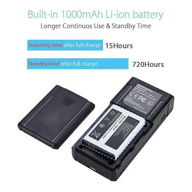 Alt view image 6 of 7 - Mini 1D Wireless Barcode ScannerCompatible with Bluetooth Function 24GHz Wireless Wired Connection Portable Barcode Reader Work With Windows MacAndroid iOS Phones Tablets or Computers