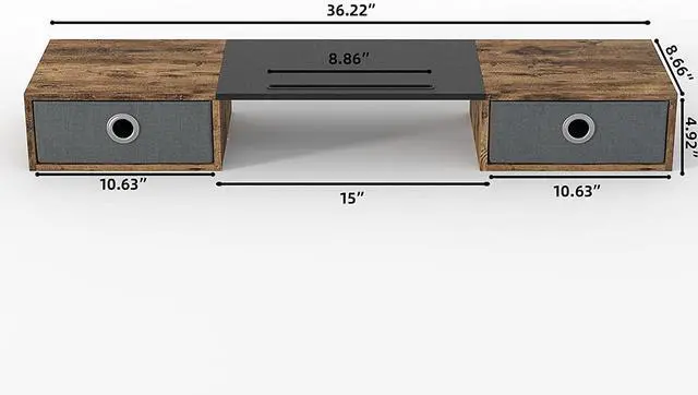 Alt view image 7 of 7 - FOR-Monitor Stand Riser with Two Drawers Computer Desk Organizer for Laptop Computer Printer TV