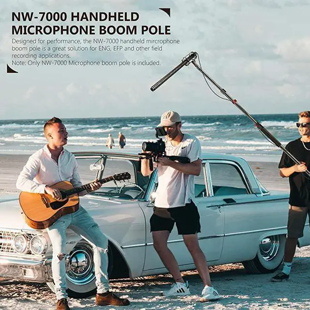 Alt view image 6 of 7 - Portable 3 Sections Stretchable Handheld Microphone Boom Pole with Standard 58 inch27 Threads and Adjustable Length from 3 feet to 8 feet NW7000