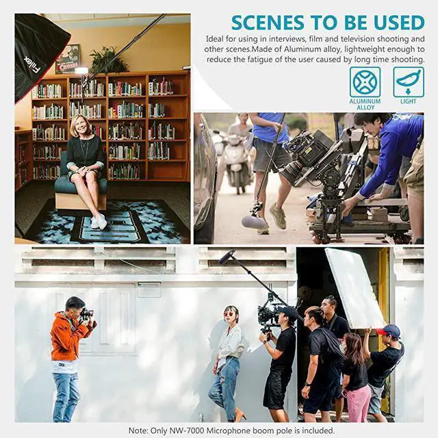 Alt view image 7 of 7 - Portable 3 Sections Stretchable Handheld Microphone Boom Pole with Standard 58 inch27 Threads and Adjustable Length from 3 feet to 8 feet NW7000