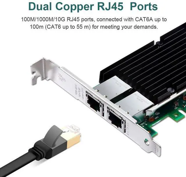 Alt view image 2 of 7 - FOR-PCI-E Network Card X540-10G-2T, Dual RJ45 Copper Port CNA for PC with Low Bracket, E Converged Network Adapter(NIC), X540 Chipset, PCI-E X8