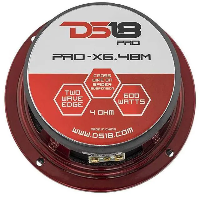 Alt view image 4 of 5 - PRO-X6.4BM Loudspeaker - 6.5", Midrange, Red Aluminum Bullet, 500W Max, 250W RMS, 4 Ohms - Premium Quality Audio Door Speakers for Car or Truck Stereo Sound System (1 Speaker)