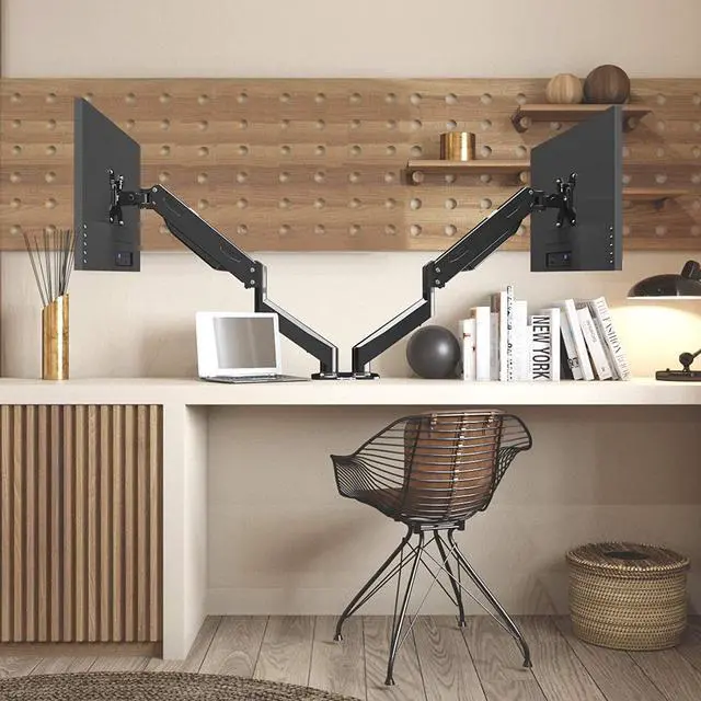 Alt view image 4 of 7 - for Monitor Arm - Dual Monitor Mount Monitor Desk Mount Dual Monitor Stand Vesa Bracket Dual Monitor Arm Monitor Stands for 2 17-27inch Monitors VESA Mount Computer Monitor Arm Double Gas Spring Arm