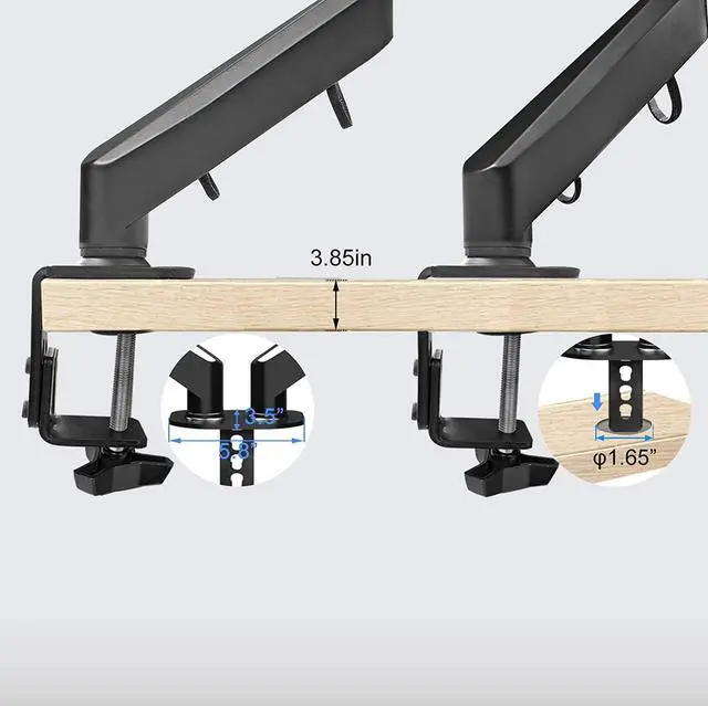 Alt view image 7 of 7 - for Monitor Arm - Dual Monitor Mount Monitor Desk Mount Dual Monitor Stand Vesa Bracket Dual Monitor Arm Monitor Stands for 2 17-27inch Monitors VESA Mount Computer Monitor Arm Double Gas Spring Arm